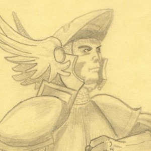 A sketch I made of my first AD&D character waaaay back in the 80's.  Thus, Sir Belisarius was born...