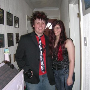 Alex and I about to leave for an MSI gig, I hadn't finished putting tinsel in my hair at that point though.