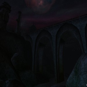 Morrowind: An impressive bridge crossing the gorge and leading to Dwemer ruins. There's a similar location in Redguard.
