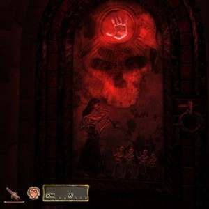 Oblivion: The door to the Dark Brotherhood sanctuary.
