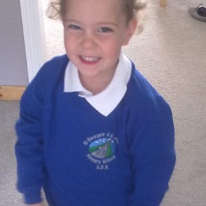 ashley in his new school uniform