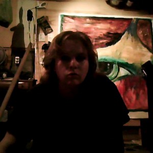 Sadness/Sin painting in background first night