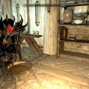 Dremora Companion from Telvanni Hall Mod.  
Didn't know Dremora cooked did you?