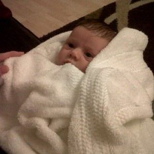 Snuggled up in a towel
